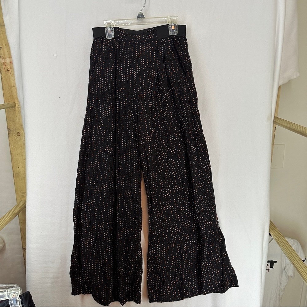 Xhilaration Wide Leg Polka Dot Pants Womans Size Small Black